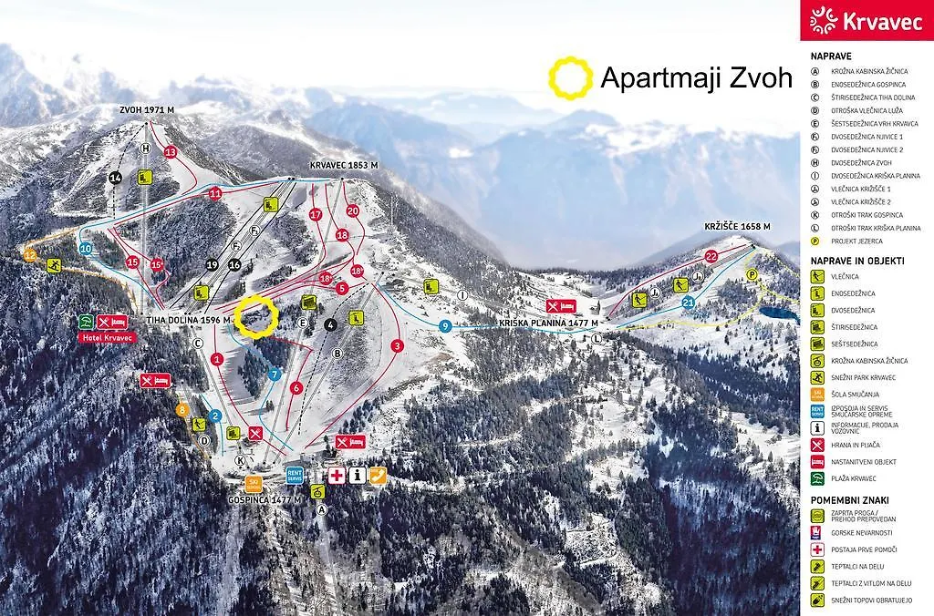 Apartments Zvoh, Krvavec, Ski-In, Ski-Out 戈雷尼斯卡地区采尔克列